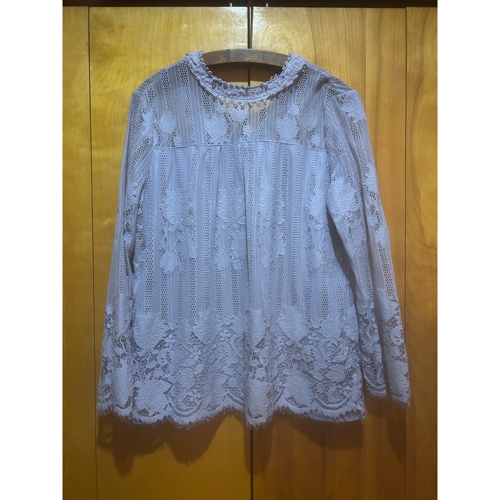 Ultra‎ Pink Blouse Size L Pale Purple Lace High Neck Victorian Coquette Fairy